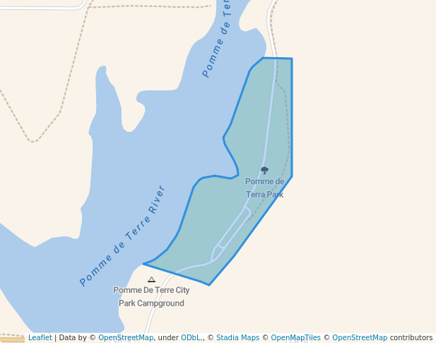 walking in Pomme de Terra Park map in Morris