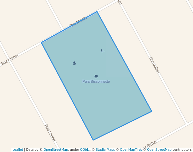 walking in Parc Bissonnette map in Les Coteaux