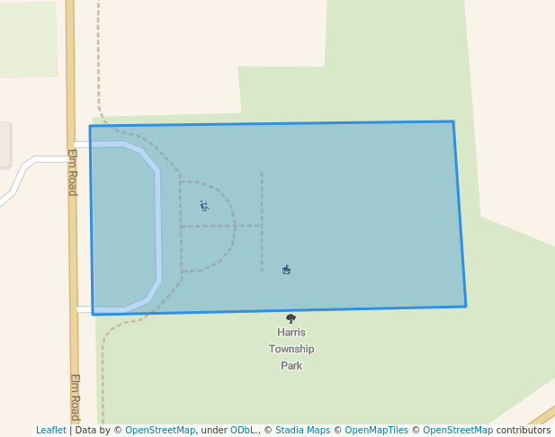 walking in Harris Township Park map in Granger