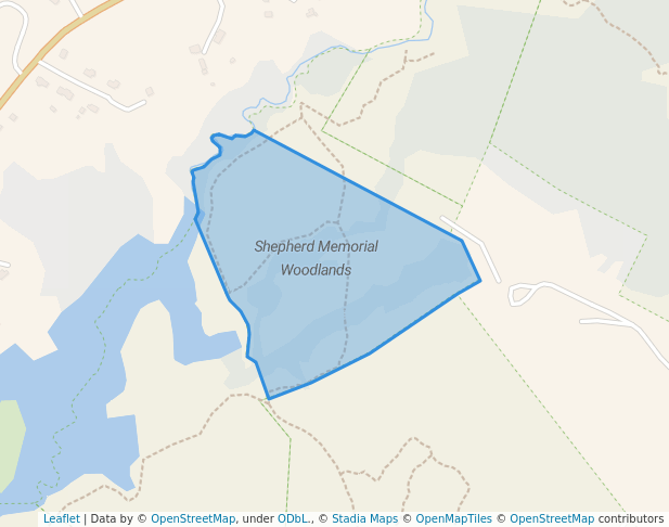 walking in Shepherd Memorial Woodlands map in Stow