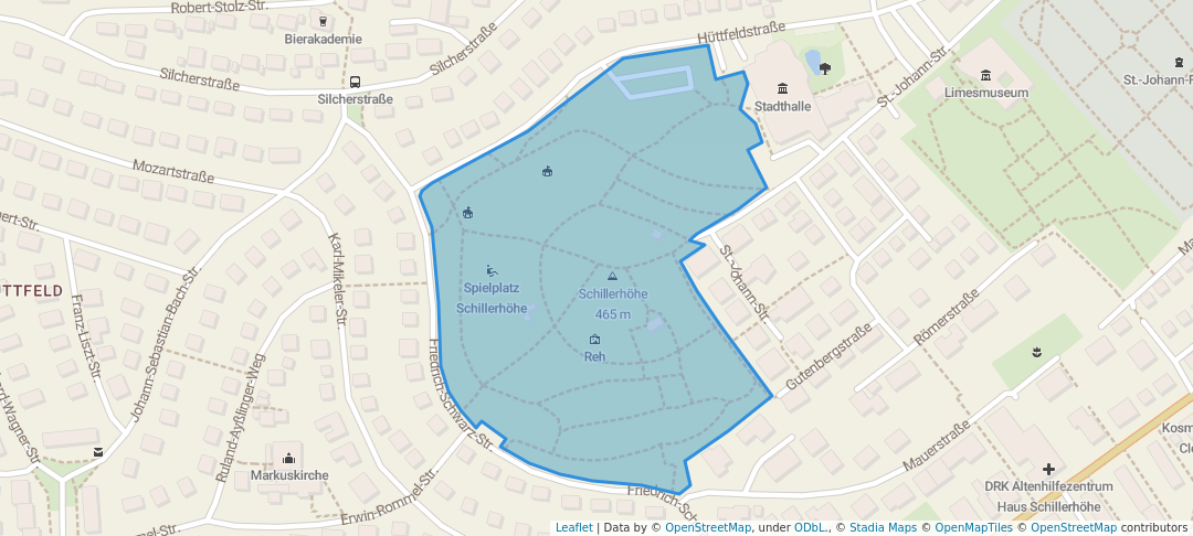 walking in Schillerhöhe map in Aalen