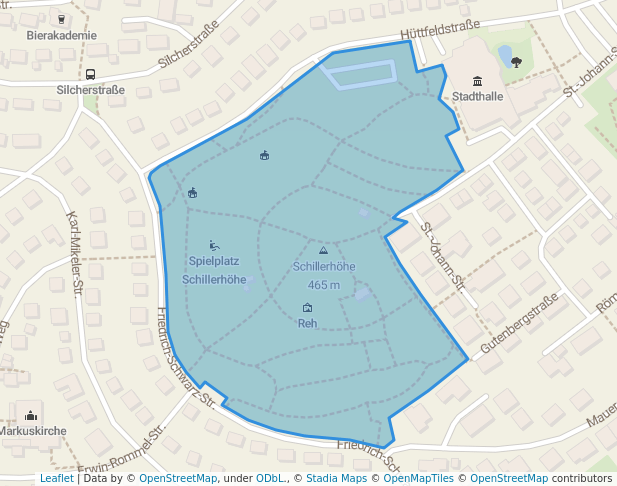 walking in Schillerhöhe map in Aalen