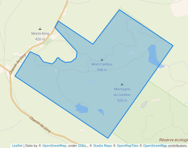 walking in Zone de préservation municipale de Coleraine map in Saint-Julien