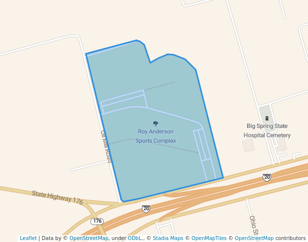 walking in Roy Anderson Sports Complex map in Big Spring