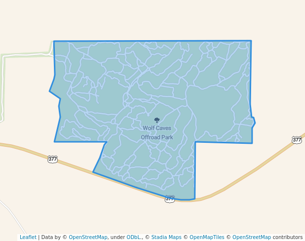 walking in Wolf Caves Offroad Park map in Mason