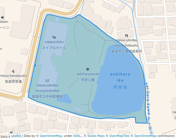 walking in 芦原公園 map in Minoh