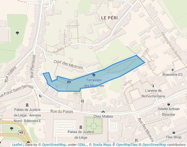walking in Terrasses des Minimes map in Liège