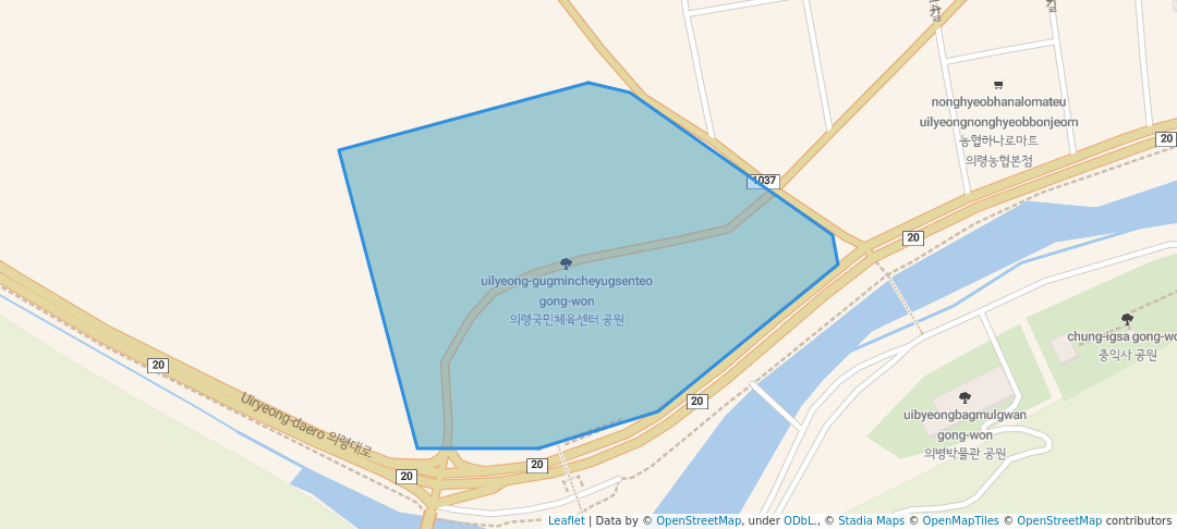 walking in 의령국민체육센터 공원 map in Euiryeong