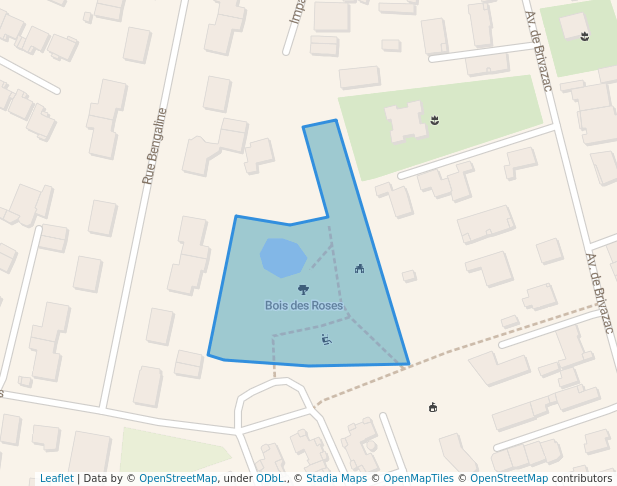 walking in Bois des Roses map in Pessac