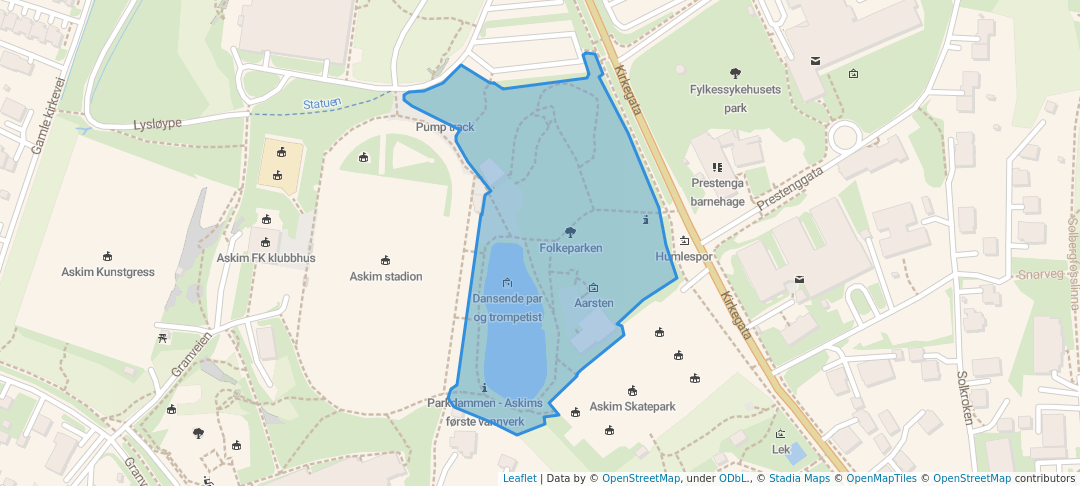 walking in Folkeparken map in Askim