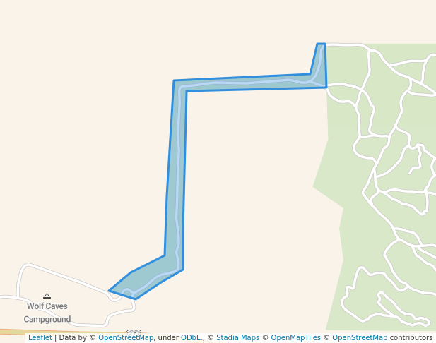 walking in Wolf Caves Entrance to Offroad Area map in Mason