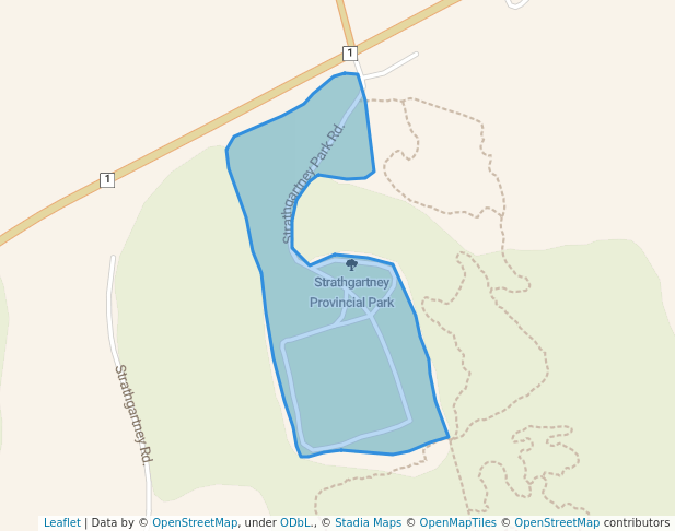walking in Strathgartney Provincial Park map in Bonshaw