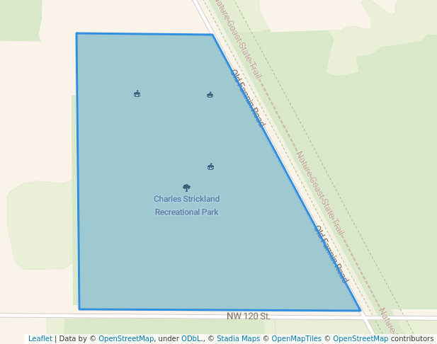 walking in Charles Strickland Recreational Park map in Chiefland
