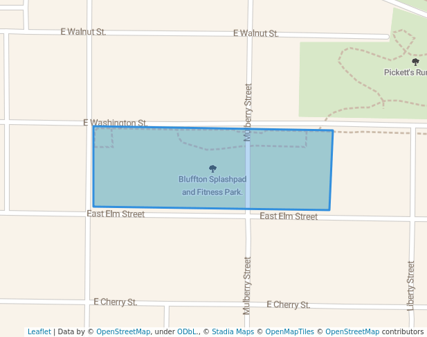 walking in Bluffton Splashpad and Fitness Park. map in Bluffton