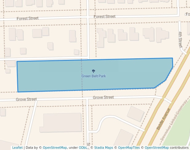 walking in Green Belt Park map in Wyandotte