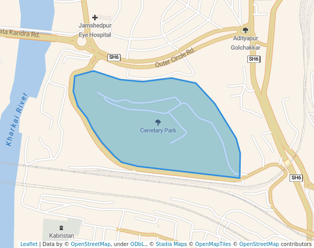 walking in Cenetary Park map in Jamshedpur