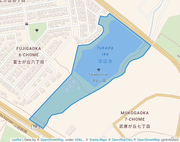 walking in 深田公園 map in Sanda