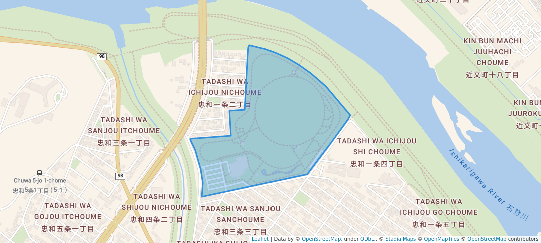 walking in Chuwa Park map in Asahikawa