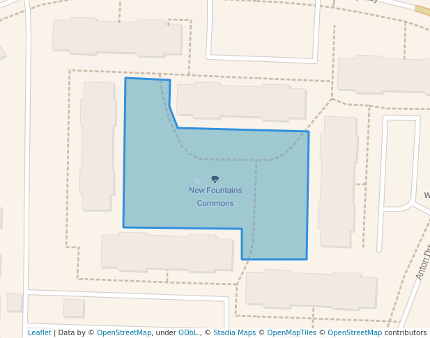 walking in New Fountains Commons map in Fitchburg