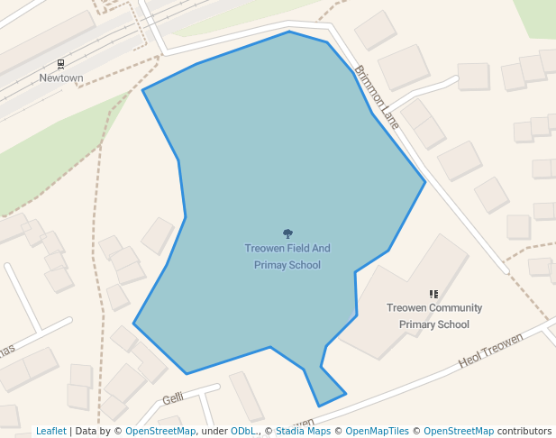 walking in Treowen Field And Primay School map in Newtown