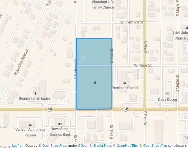 walking in Veterans of Foreign Wars Ballfield map in Creston