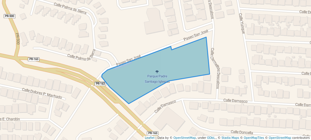walking in Parque Padre Santiago Iglesia map in Ponce