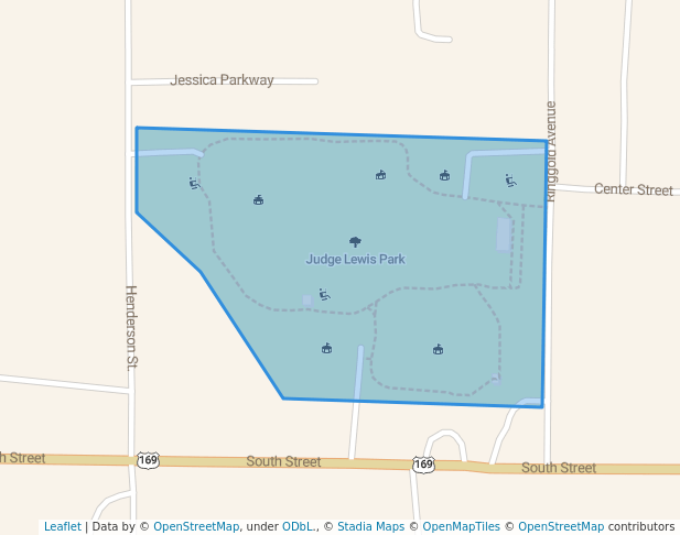 walking in Judge Lewis Park map in Mount Ayr