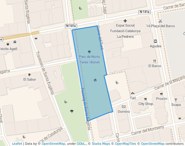 walking in Parc de Núria Terés i Bonet map in Girona