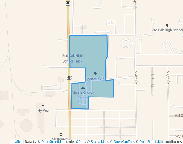 walking in Legion Park map in Red Oak