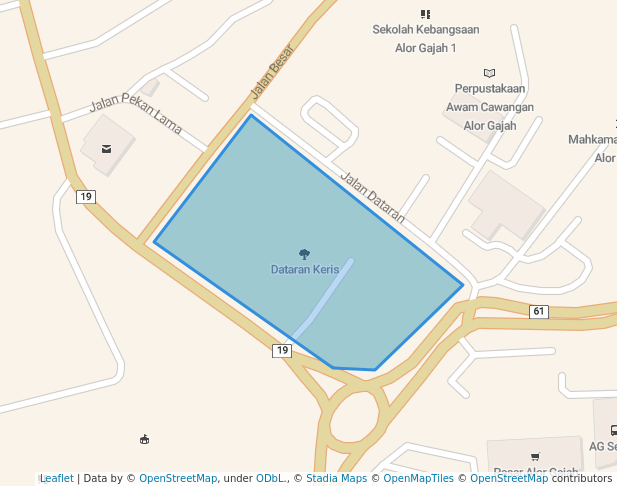 walking in Dataran Keris map in Alor Gajah