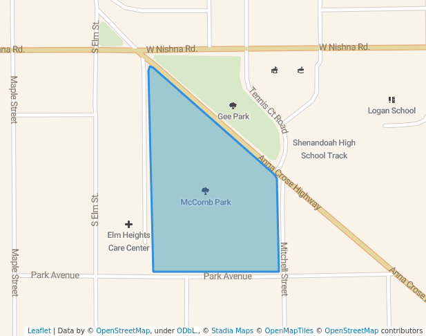 walking in McComb Park map in Shenandoah