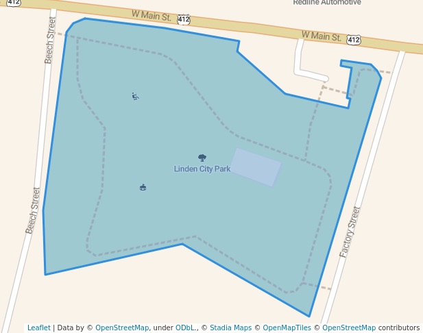 walking in Linden City Park map in Linden