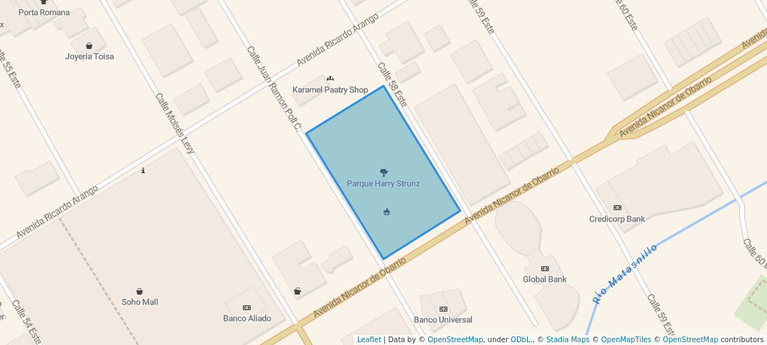 walking in Harry Strunz Park map in Panama City