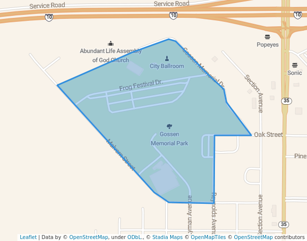 walking in Gossen Memorial Park map in Rayne