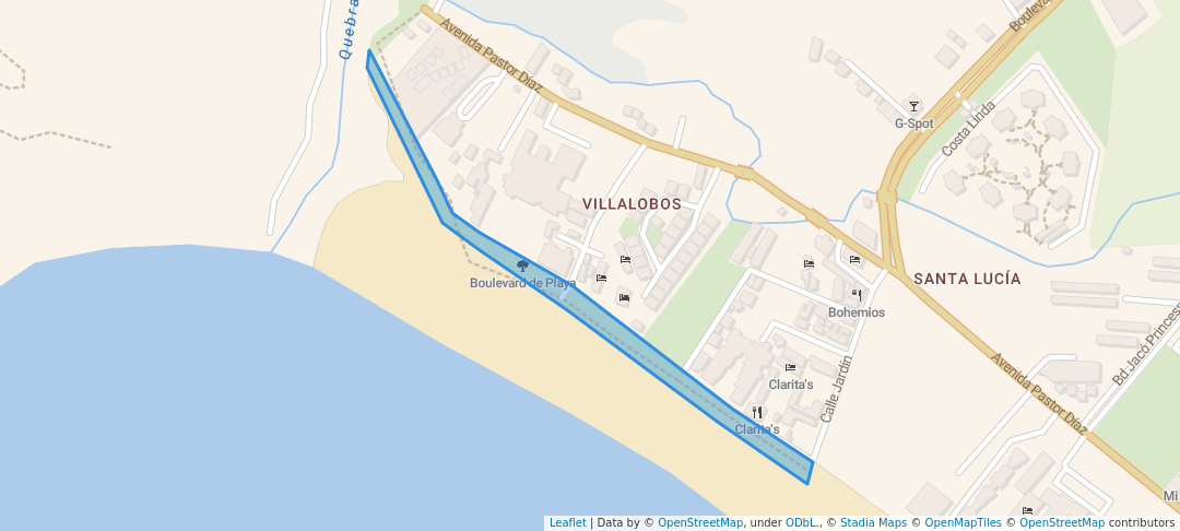 walking in Boulevard de Playa map in Jacó