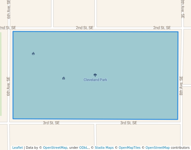 walking in Cleveland Park map in Le Mars