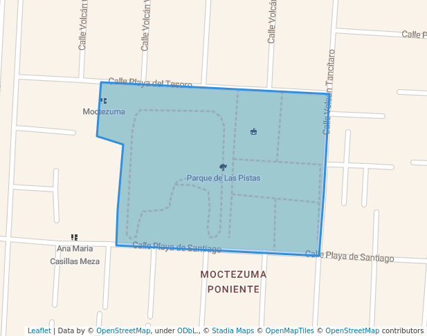 walking in Parque de Las Pistas map in Zapopan