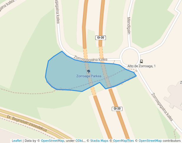 walking in Zorroaga Parkea map in Donostia