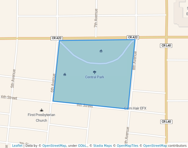 walking in Central Park map in Sibley