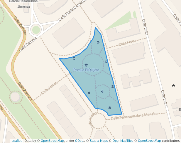 walking in Parque El Quijote map in Albacete