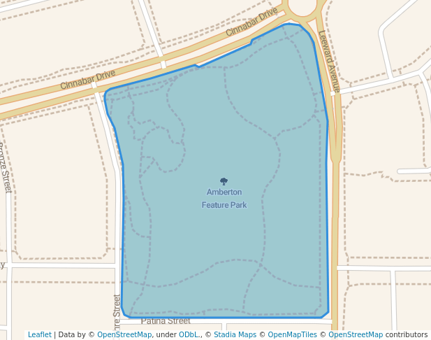 walking in Amberton Feature Park map in Eglinton