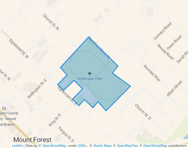 walking in Wellington Park map in Mount Forest