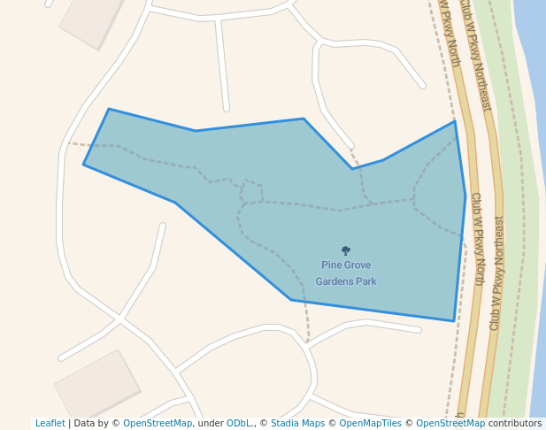 walking in Pine Grove Gardens Park map in Blaine