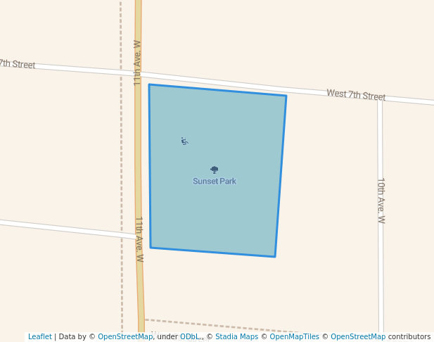 walking in Sunset Park map in Spencer