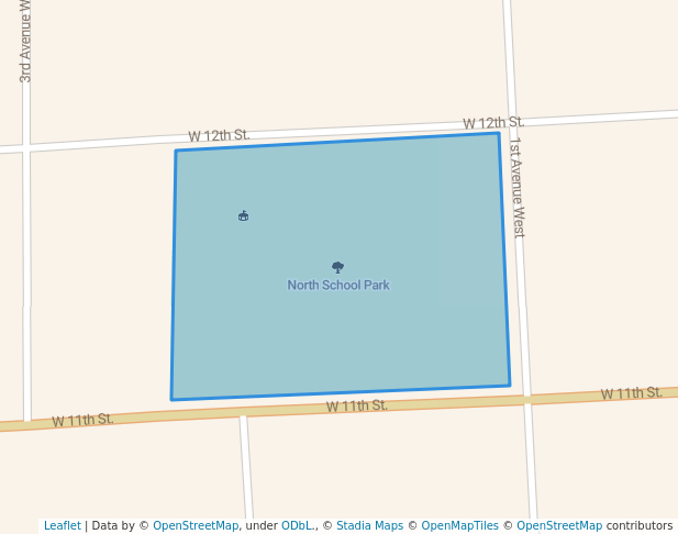 walking in North School Park map in Spencer