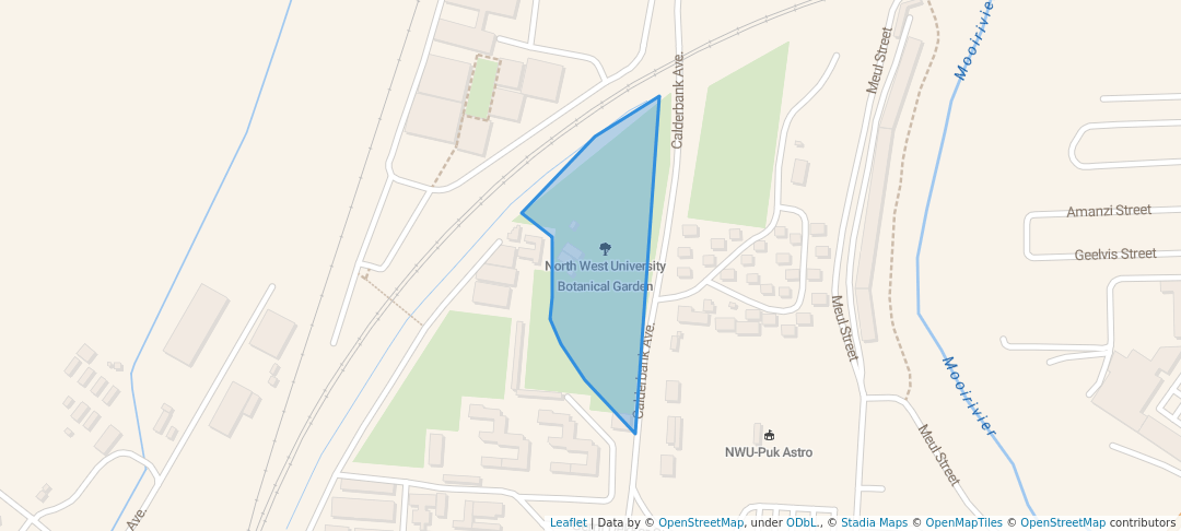 walking in North West University Botanical Garden map in Potchefstroom