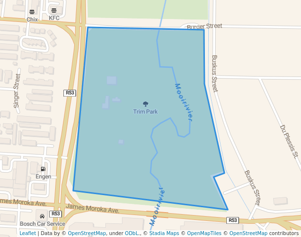 walking in Trim Park map in Potchefstroom