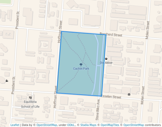 walking in Cachet Park map in Potchefstroom