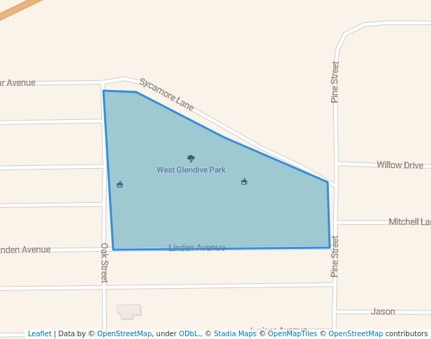 walking in West Glendive Park map in Glendive
