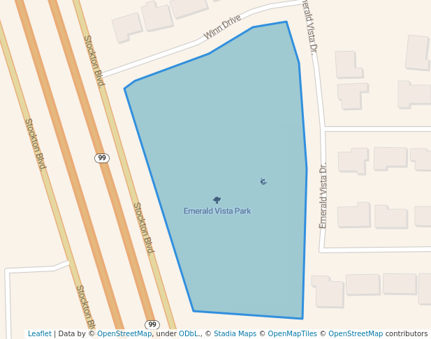 walking in Emerald Vista Park map in Galt